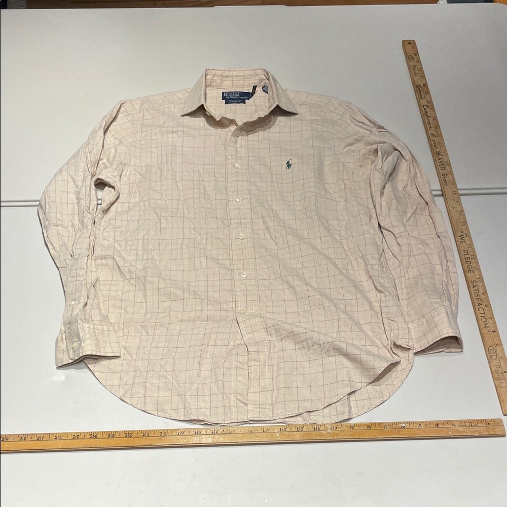 Polo Ralph Lauren size medium Light Tan Checkered Shirt